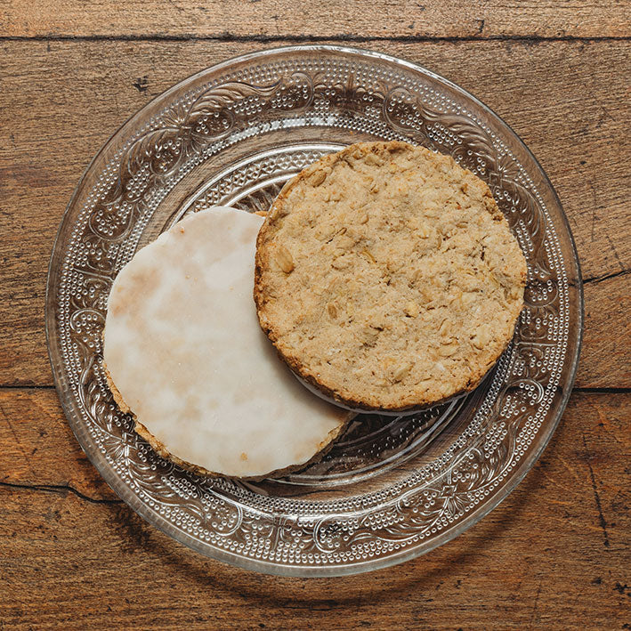 Galletón de avena, manzana y chocolate blanco